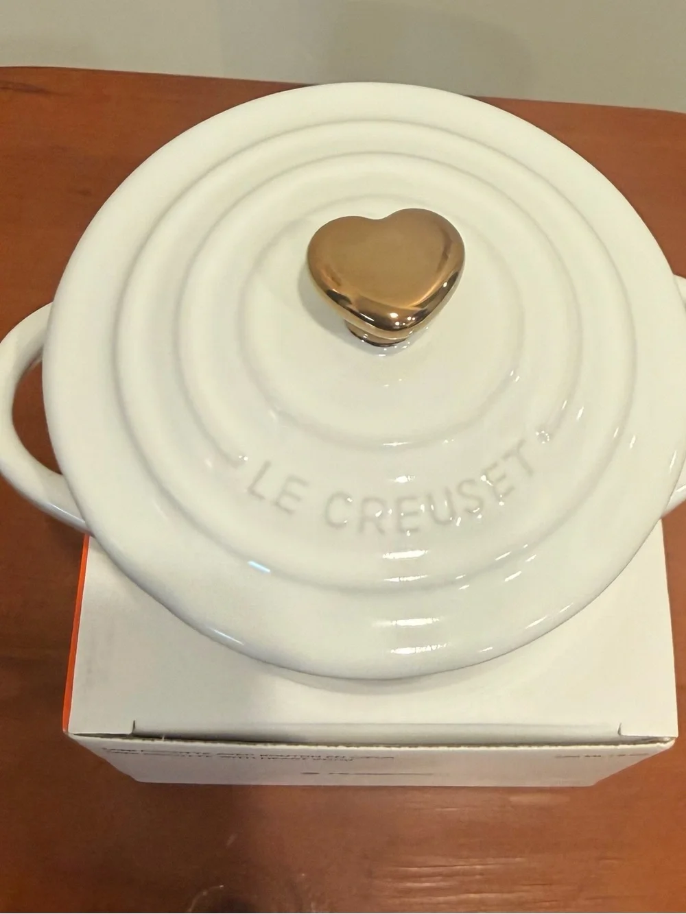 Le Creuset White Mini Cocotte with Gold Knob